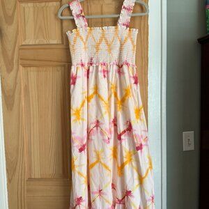 Rails orange pink and white tye dye starburst stretchy maxi dress medium